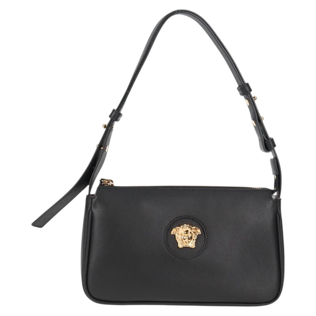 Versace Medusa Shoulder Bag Leather, BLACK, LEATHER, Shoulder bag