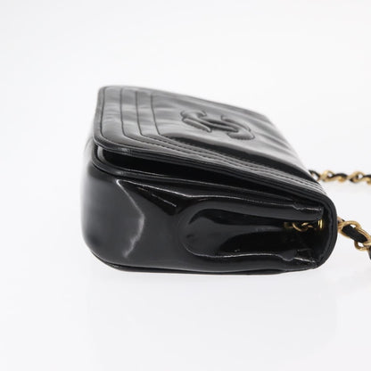 Chanel Vintage CC Stitch Flap Bag Patent, BLACK, PATENT_LEATHER, Shoulder bag