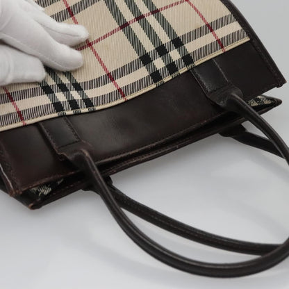 Burberry Nova Check Tote Canvas and Leather, BEIGE, CANVAS, Handbag