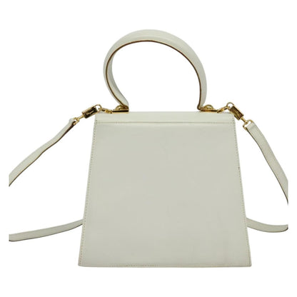 Salvatore Ferragamo Gancini Convertible Top Handle Bag Leather, WHITE, LEATHER, Handbag