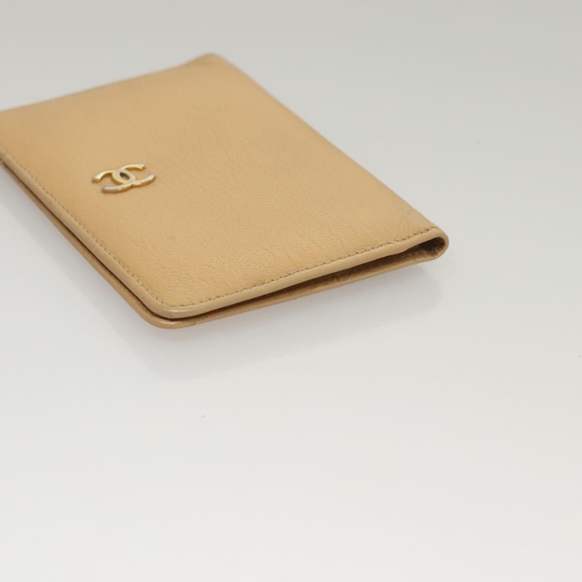 Chanel CC Card Case Leather, BEIGE, LEATHER, Card Holders