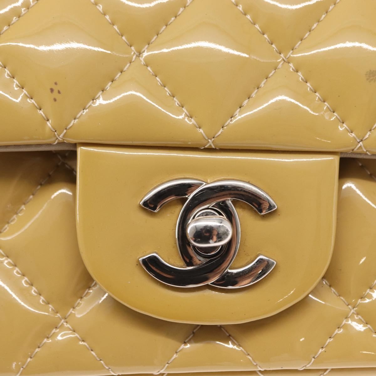 Chanel Vintage Classic Single Flap Bag Quilted Patent, YELLOW, PATENT_LEATHER, Shoulder bag