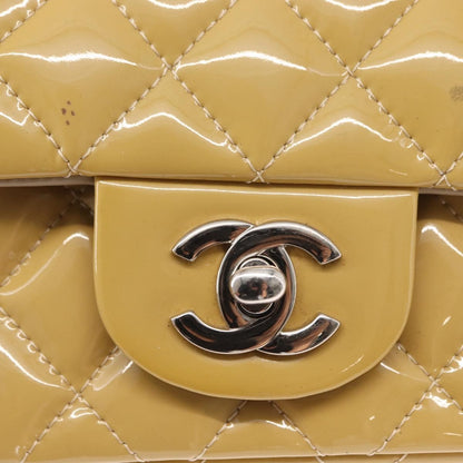 Chanel Vintage Classic Single Flap Bag Quilted Patent, YELLOW, PATENT_LEATHER, Shoulder bag
