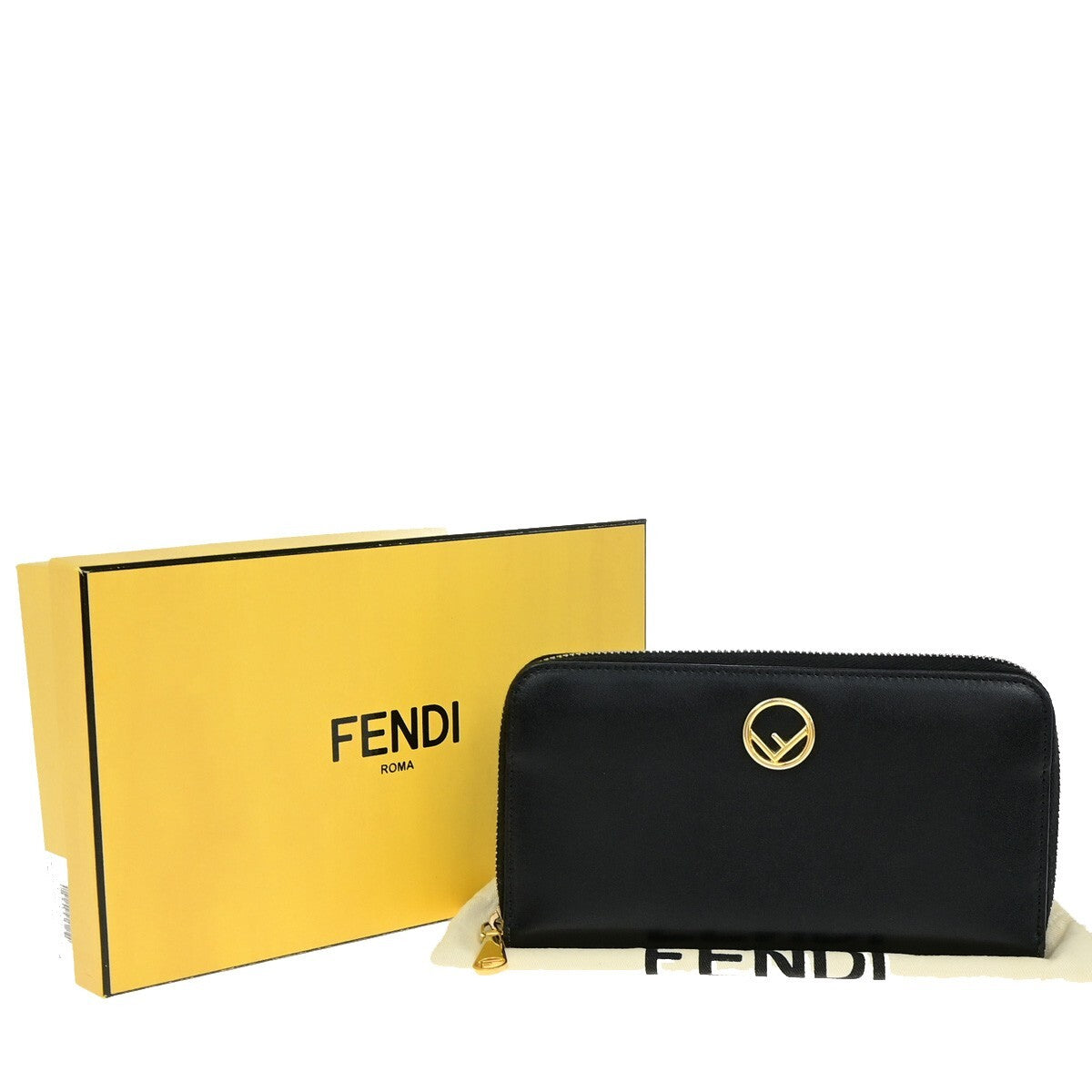 Fendi F is Fendi Zip Around Wallet Leather, BLACK, LEATHER, Wallets