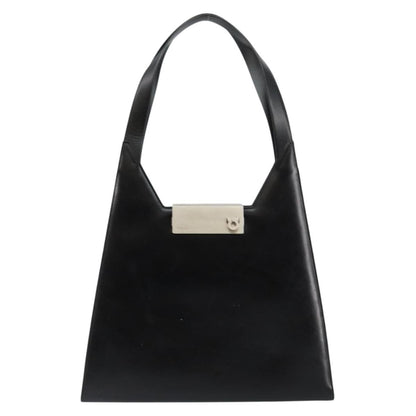 Salvatore Ferragamo Gancini Shoulder Bag Leather, BLACK, LEATHER, Shoulder bag