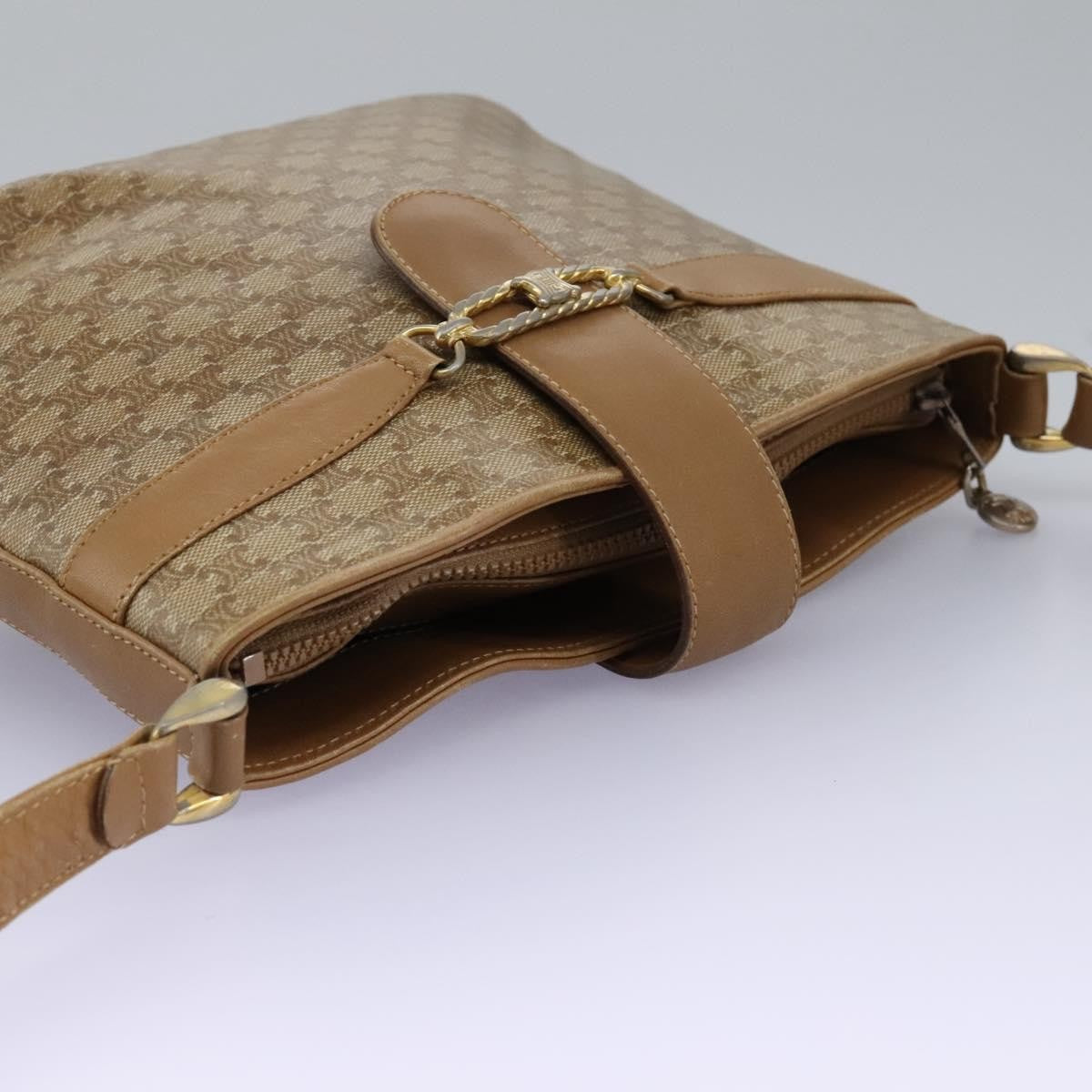 Celine Vintage Macadam Shoulder Bag Canvas, BEIGE, CANVAS, Shoulder bag