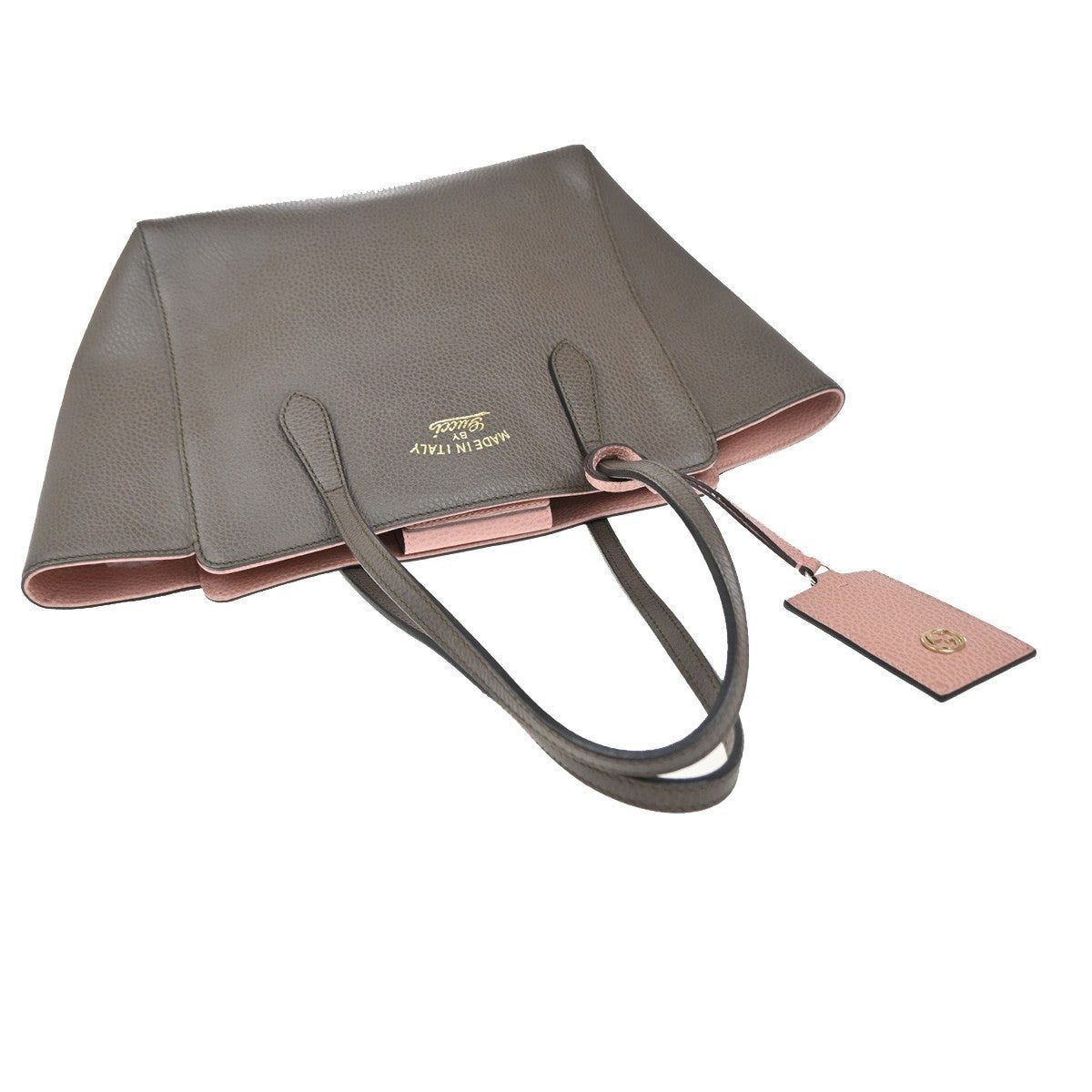 Gucci Swing Tote Leather, GRAY, LEATHER, Tote bag