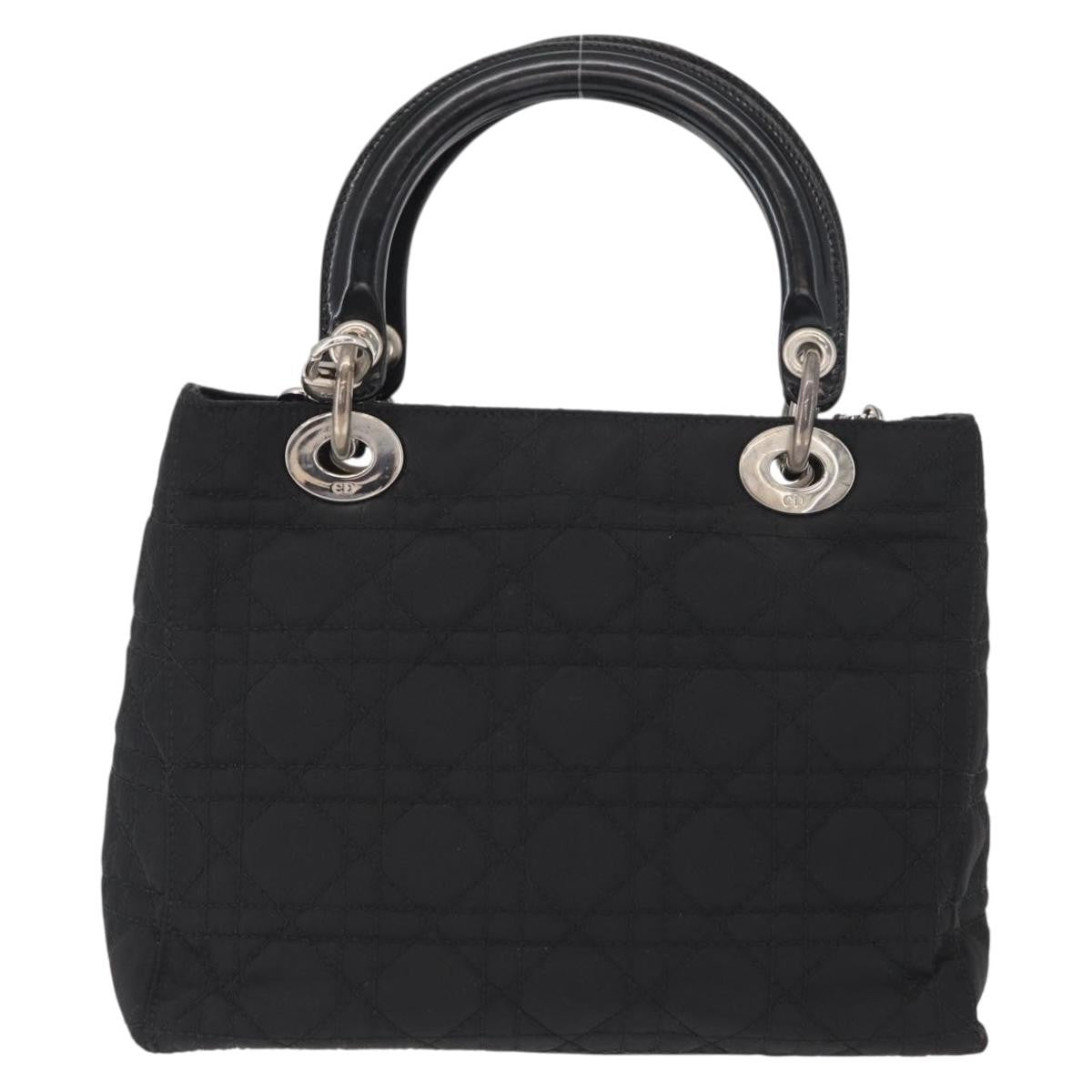 Christian Dior Vintage Lady Dior Bag Cannage Quilt Nylon, BLACK, NYLON, Handbag