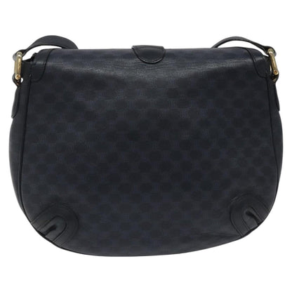 Celine Vintage Macadam Shoulder Bag Canvas and Leather, BLACK, CANVAS, Shoulder bag