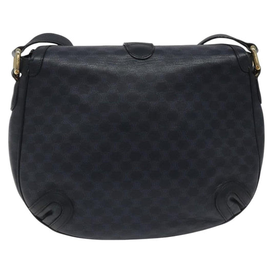 Celine Vintage Macadam Shoulder Bag Canvas and Leather, BLACK, CANVAS, Shoulder bag