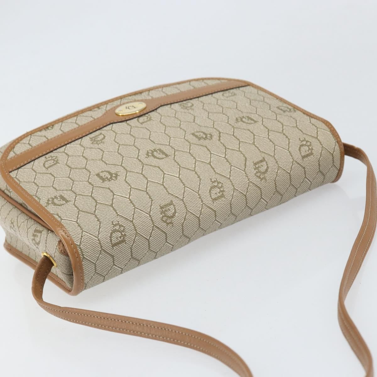 Christian Dior Vintage Honeycomb Shoulder Bag Canvas, Beige, PVC + Canvas, Shoulder Bag