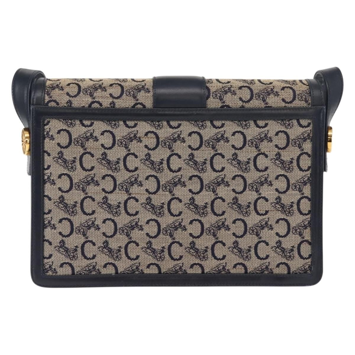 Celine C Sulky Shoulder bag Canvas and Leather, NAVY, CANVAS, Shoulder bag