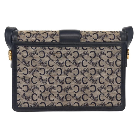 Celine C Sulky Shoulder bag Canvas and Leather, NAVY, CANVAS, Shoulder bag