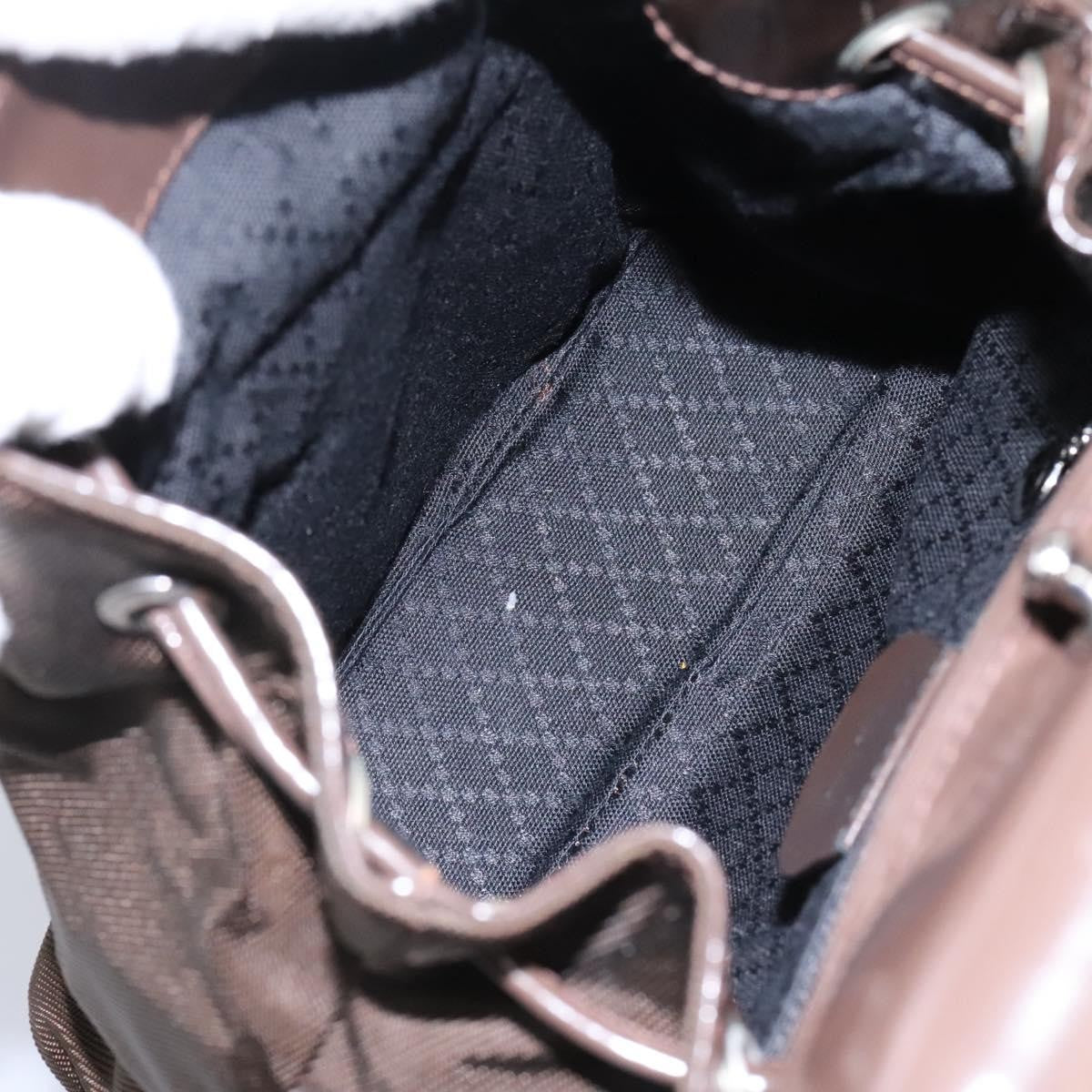 Gucci Vintage Bamboo Backpack Nylon and Patent Leather, BROWN, NYLON, Backpack