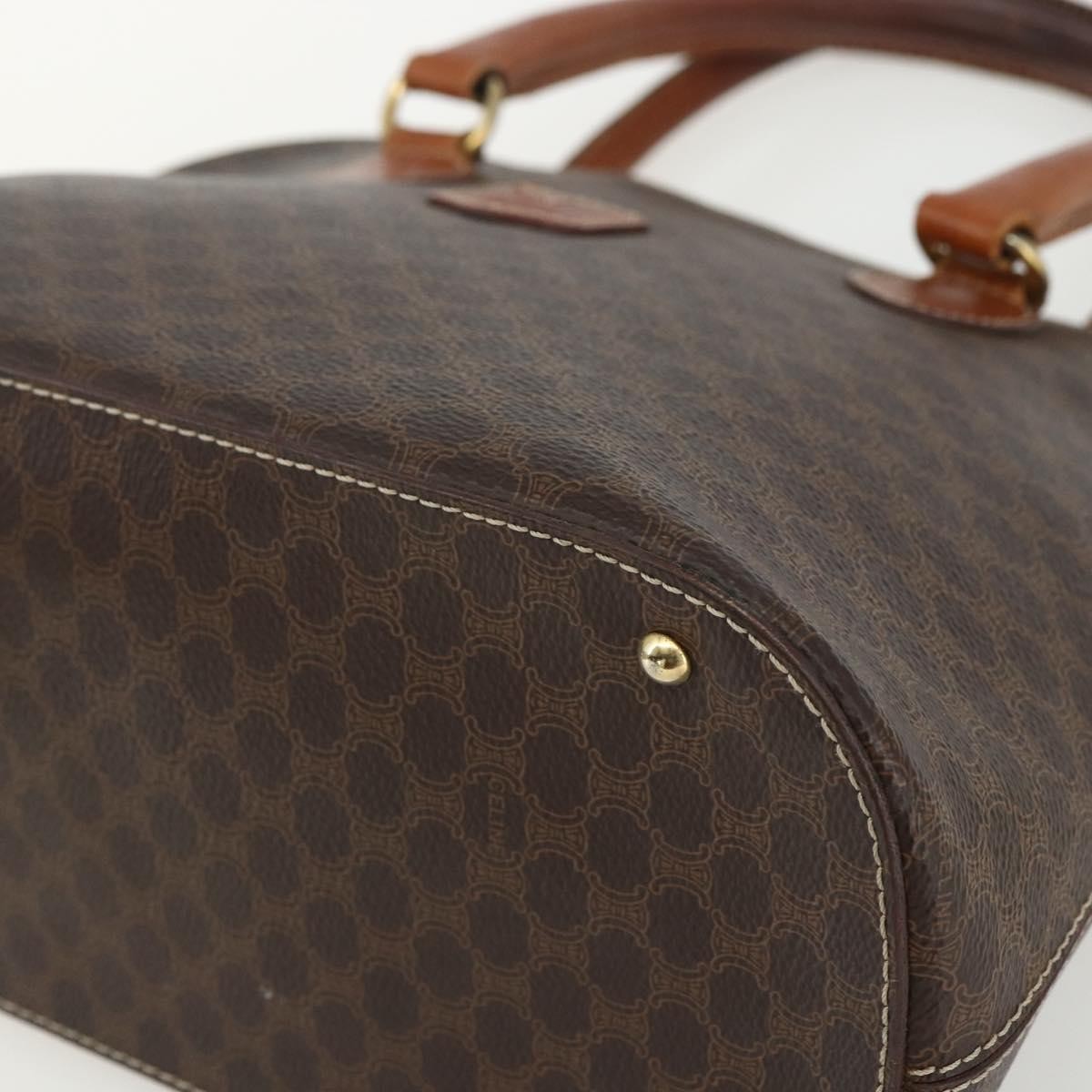 Celine Vintage Macadam Handbag Canvas and Leather, BROWN, CANVAS, Handbag