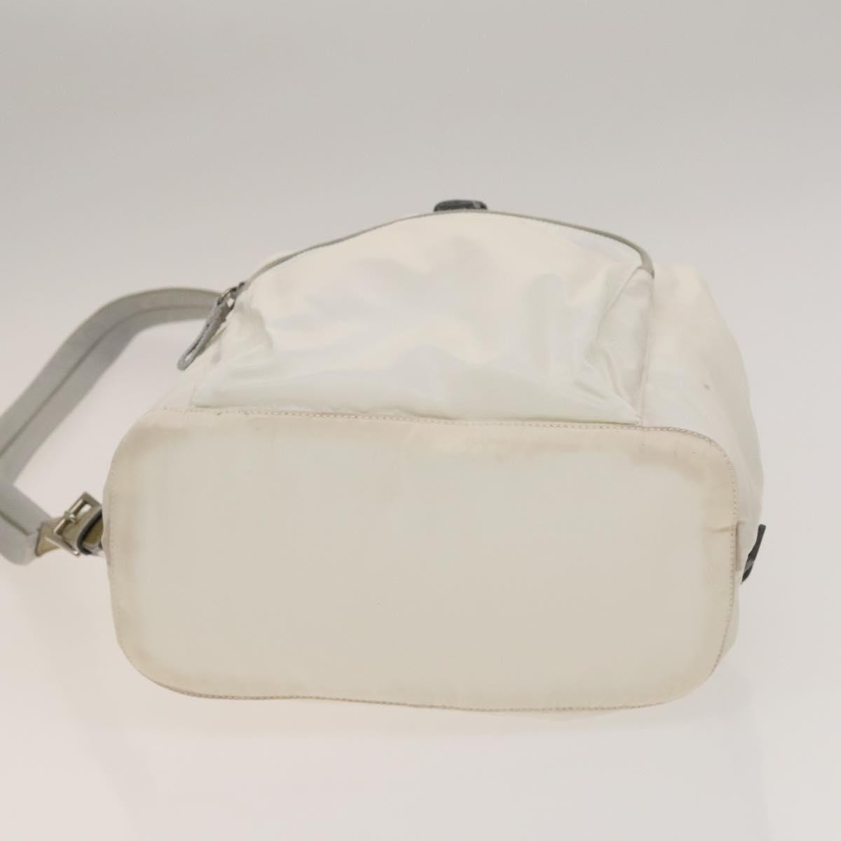 Prada Front Pocket Buckle Backpack Nylon, WHITE, NYLON, Backpack
