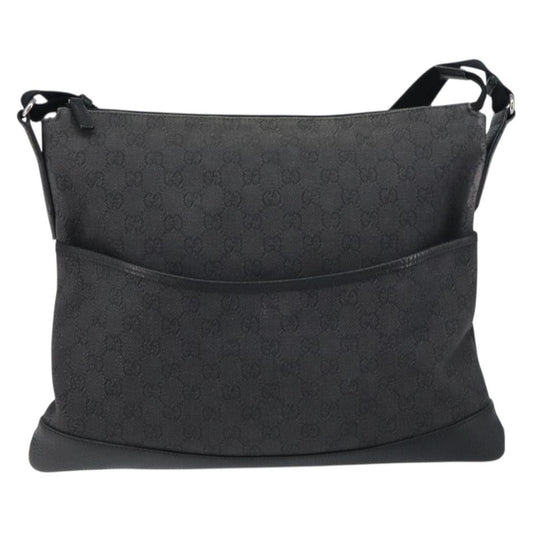 Gucci Zip Messenger Bag GG Denim, BLACK, CANVAS, Shoulder bag