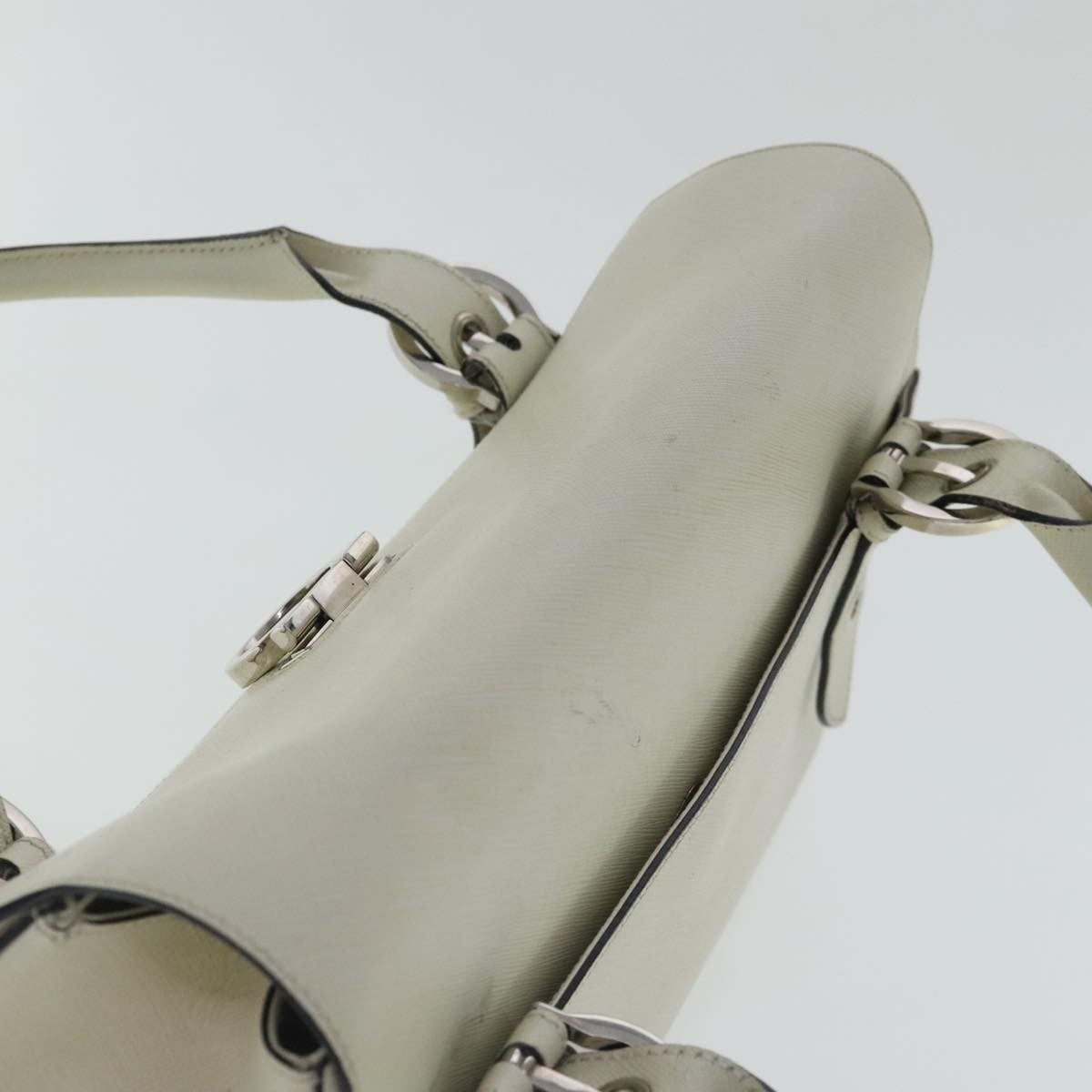 Salvatore Ferragamo Gancini handbag Leather, WHITE, LEATHER, Shoulder bag