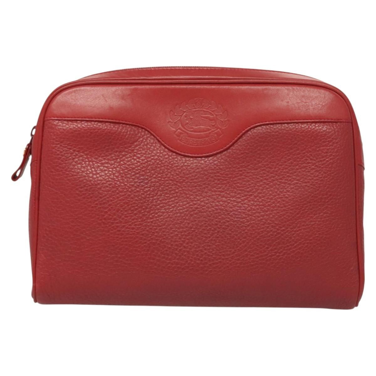 Burberry Logo Zip Around Pouch Leather, RED, LEATHER, Clutche & pouche