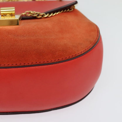Chloe Drew Crossbody Bag Leather and Suede, RED, SUEDE, Shoulder bag