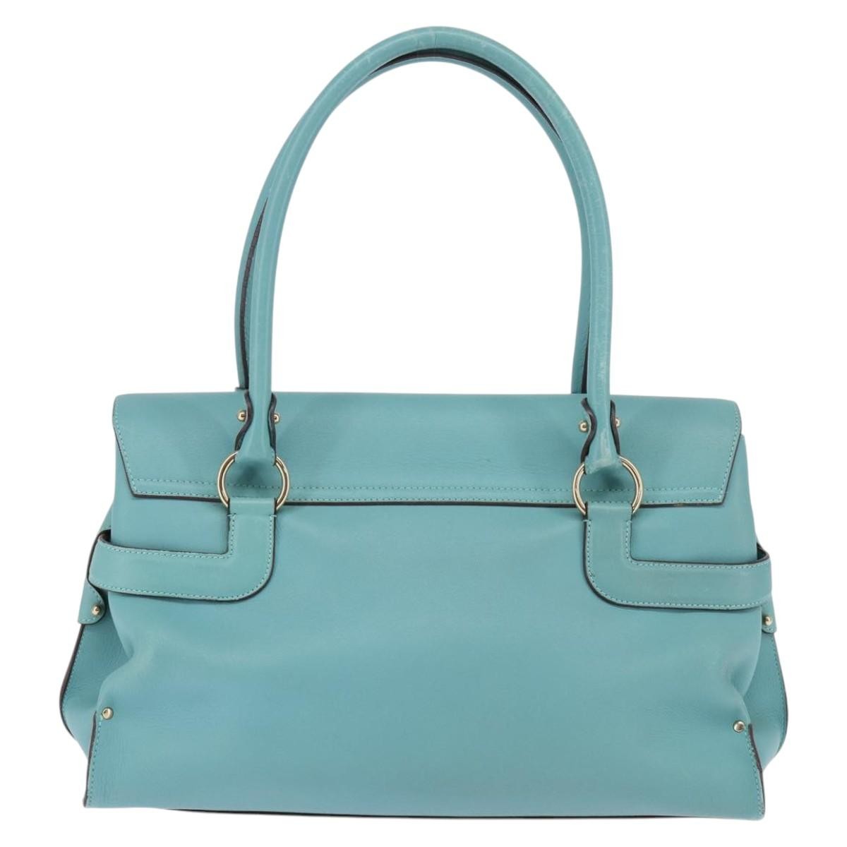 Salvatore Ferragamo Virna Satchel Leather, BLUE, LEATHER, Handbag