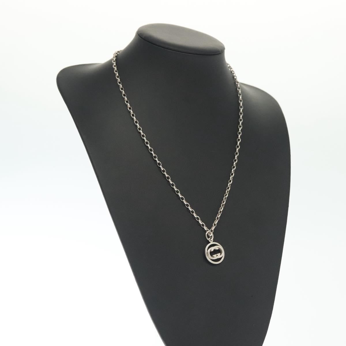 Gucci Engraved Interlocking G Chain Link Pendant Necklace Sterling Silver, SILVER, SILVER, Necklace