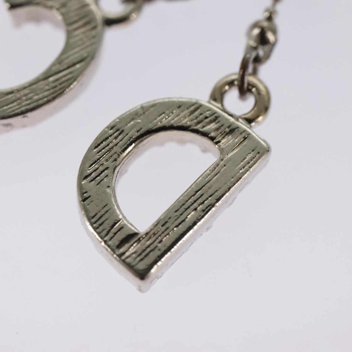 Christian Dior Bow CD Pendant Necklace Metal with Crystal, SILVER, METAL, Necklace