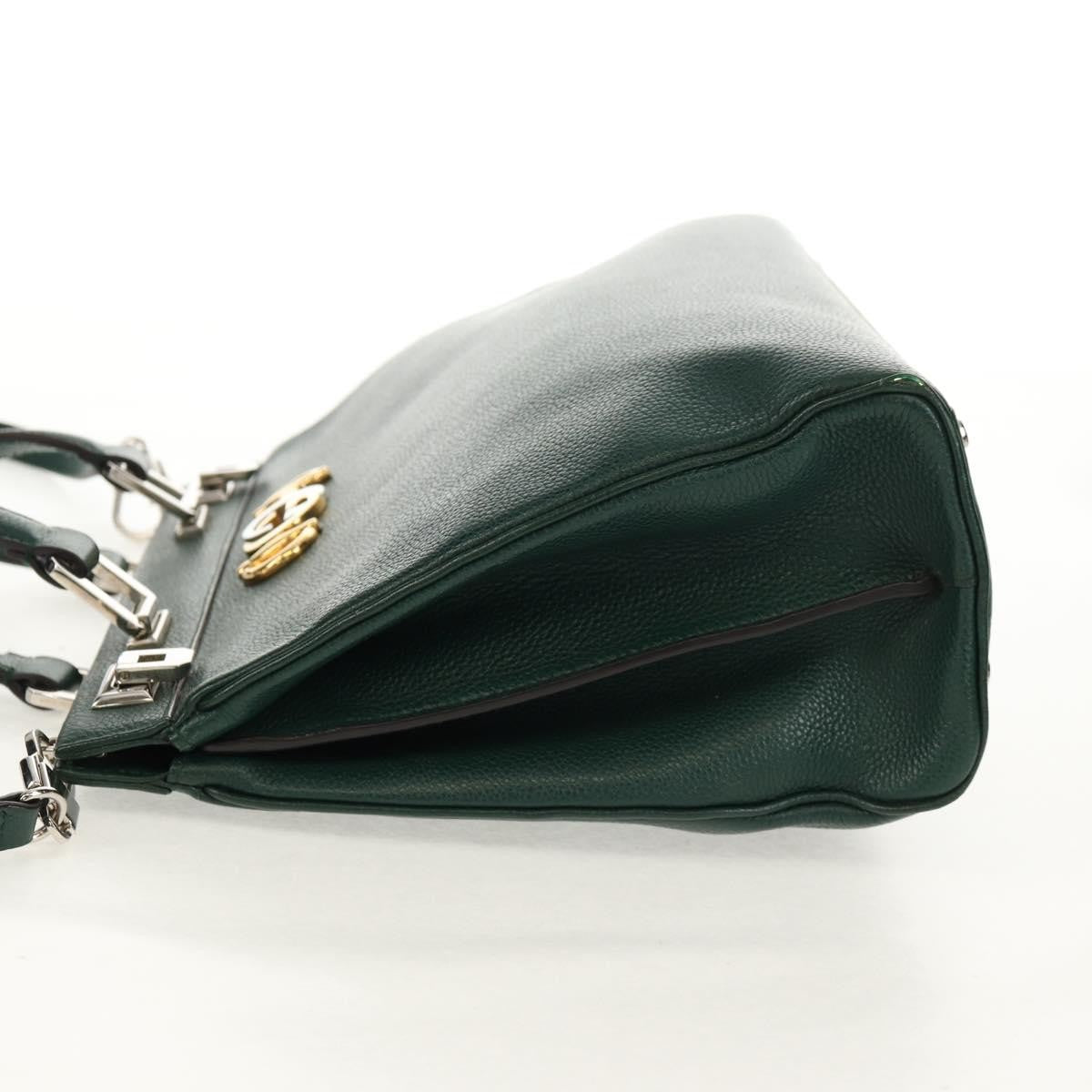 Gucci Zumi Top Handle Bag Leather, GREEN, LEATHER, Handbag