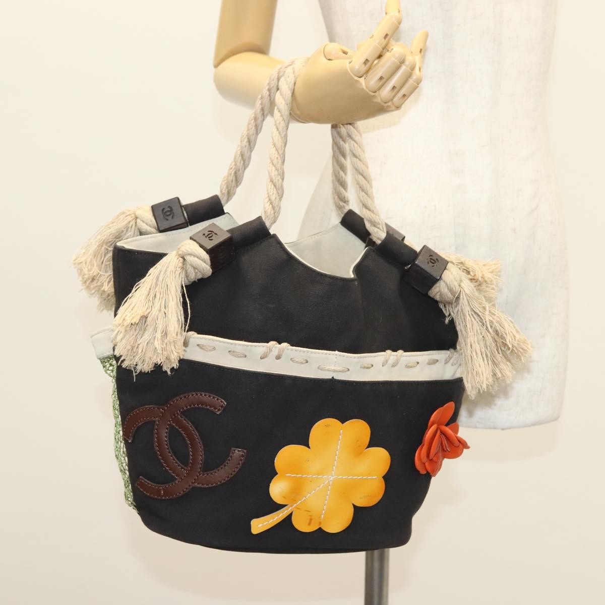 Chanel Camellia Flower Tote Canvas, BLACK, CANVAS, Tote bag