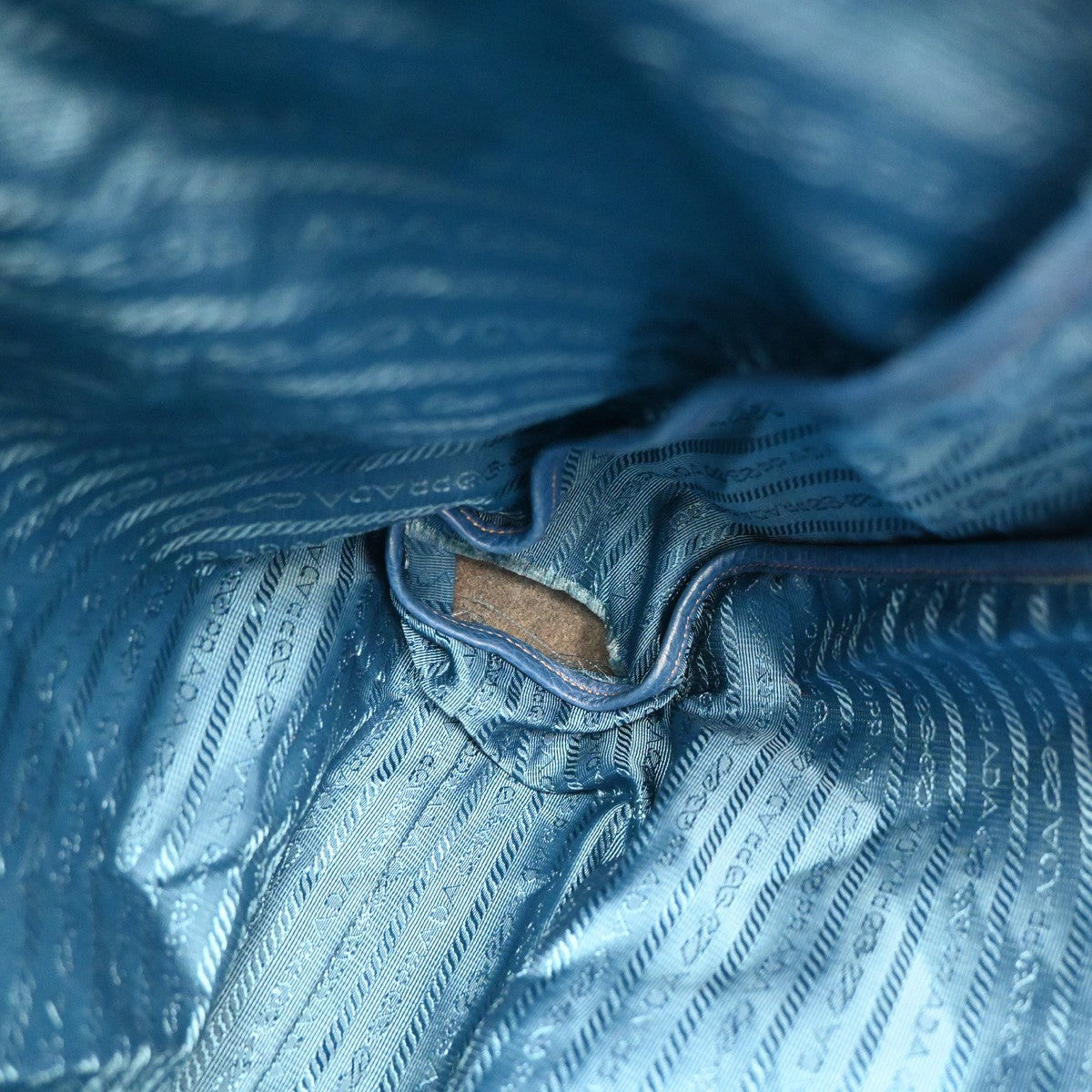 Prada Vintage Tote Leather, BLUE, LEATHER, Tote bag