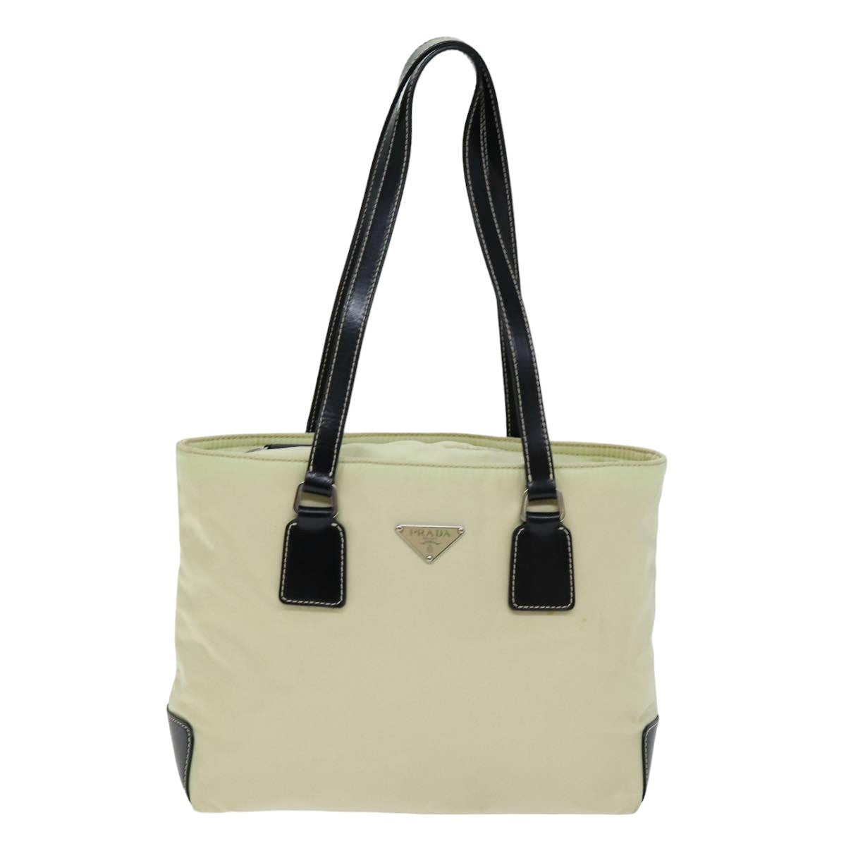 Prada Vintage Zip Handbag Tessuto, BEIGE, NYLON, Handbag