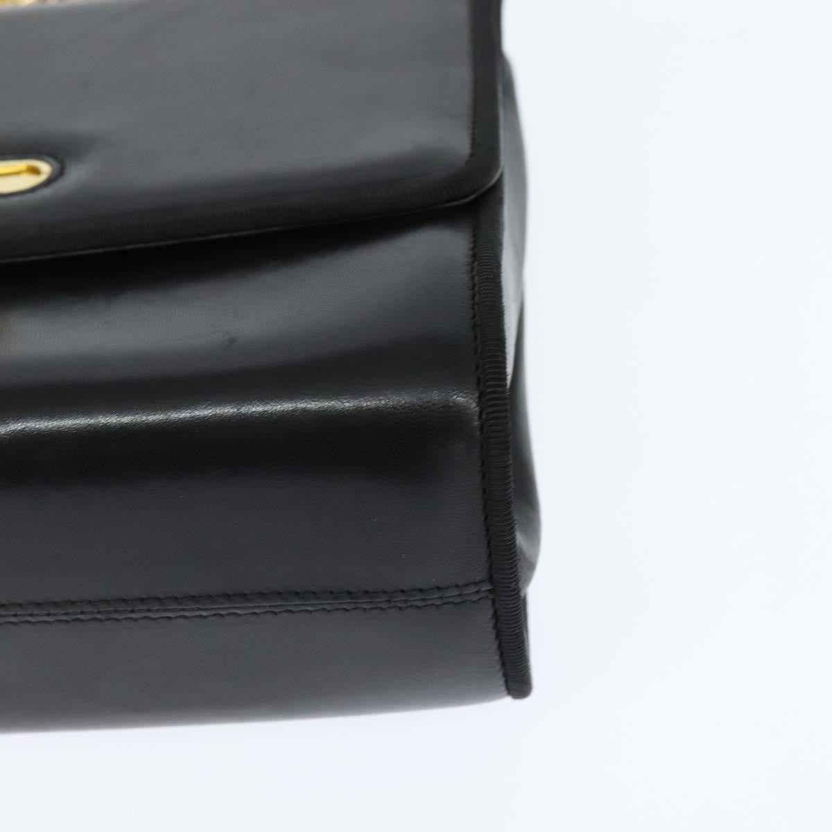 Salvatore Ferragamo Chain Flap Shoulder Bag Leather, BLACK, LEATHER, Shoulder bag