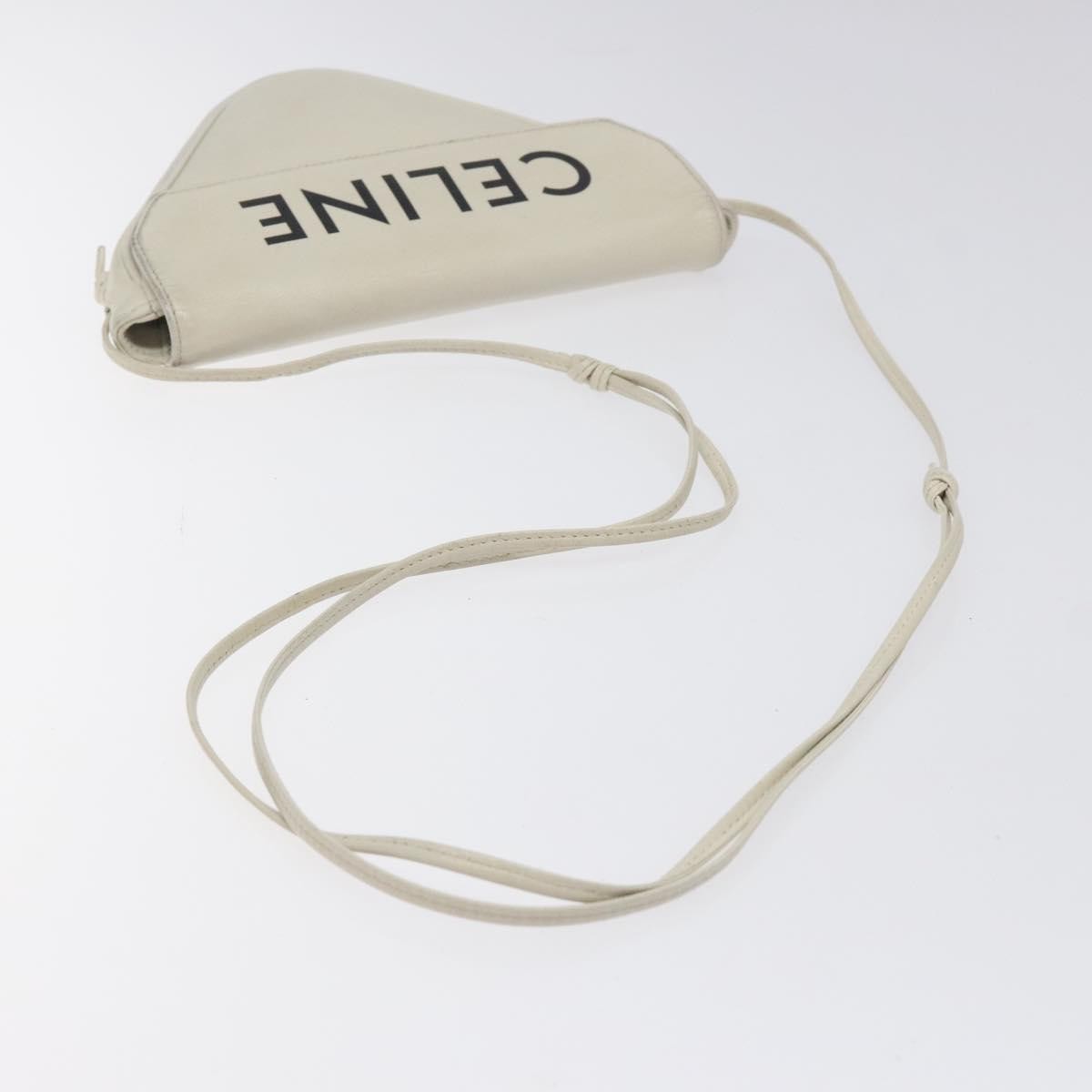 Celine Triangle Bag Leather, WHITE, LEATHER, Handbag