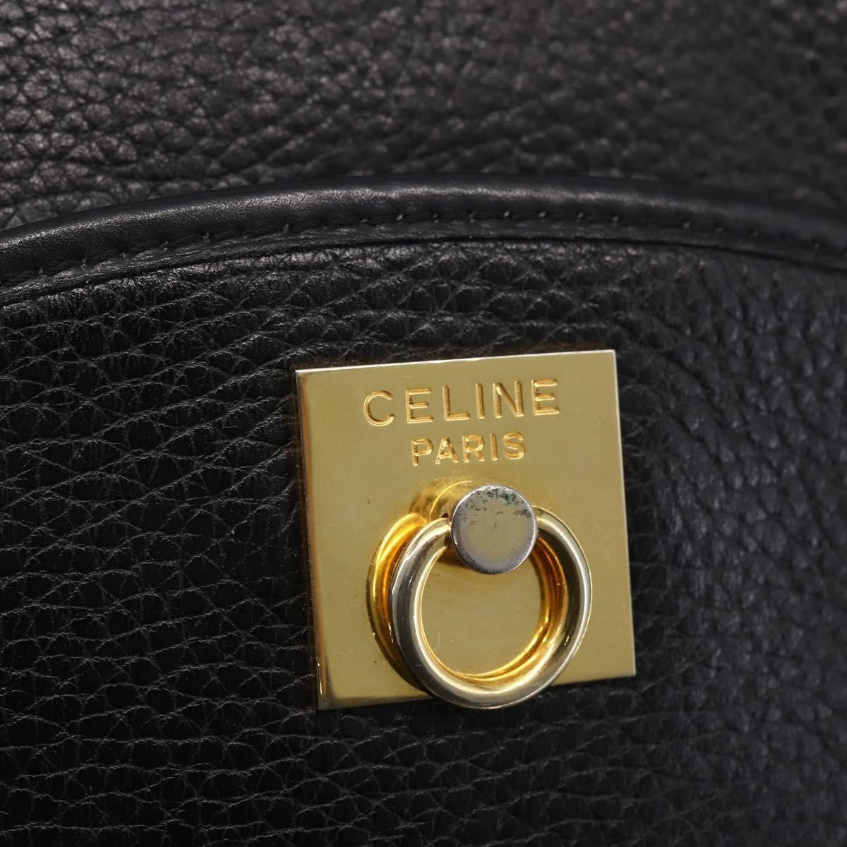 Celine Vintage Triomphe Shoulder Bag Leather, BLACK, LEATHER, Shoulder bag