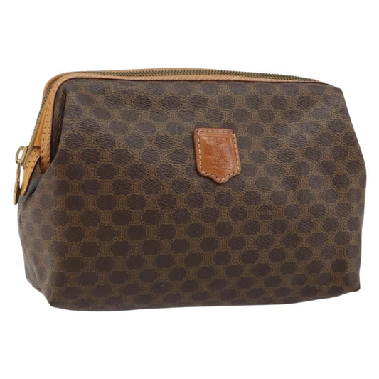 Celine Macadam Pochette Canvas and Leather, Brown, Canvas, Clutch