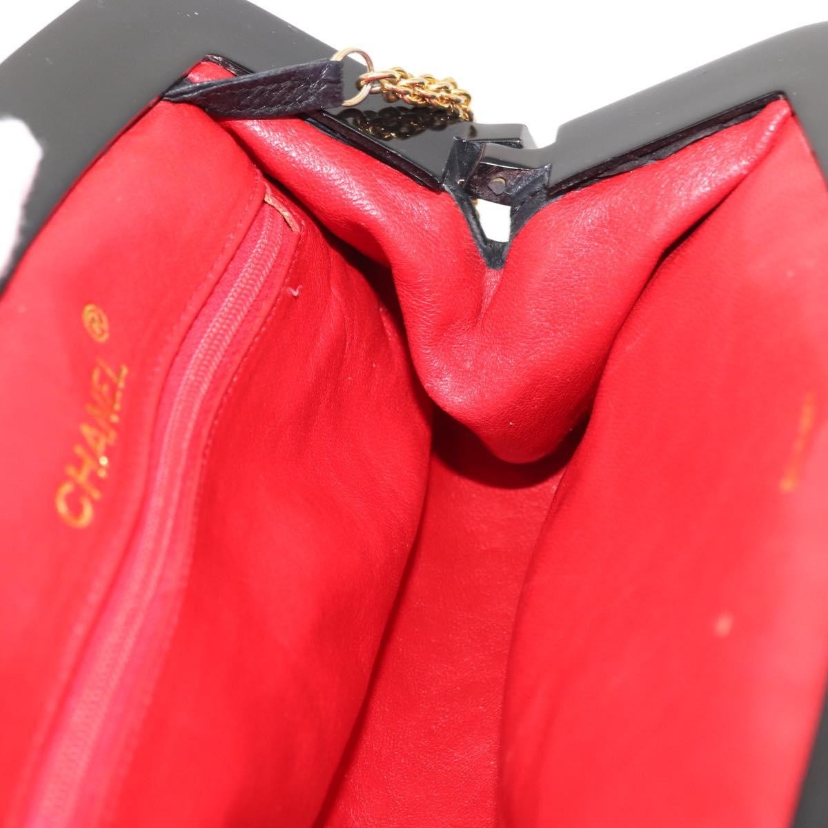 Chanel Vintage Kisslock Frame Bag Pleated Satin, BLACK, SATIN, Shoulder bag