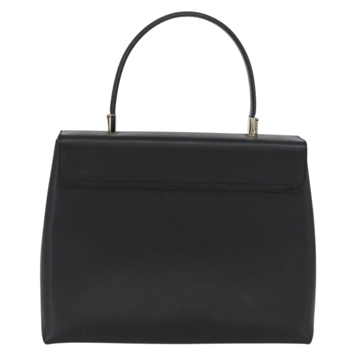 Salvatore Ferragamo Gancini handbag Leather, BLACK, LEATHER, Handbag