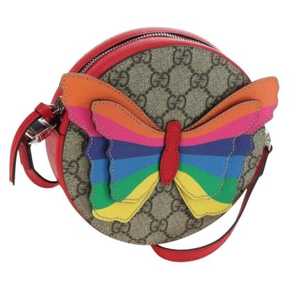 Gucci Kids GG Supreme Rainbow Butterfly shoulder bag GG canvas, Beige, PVC, Shoulder Bag