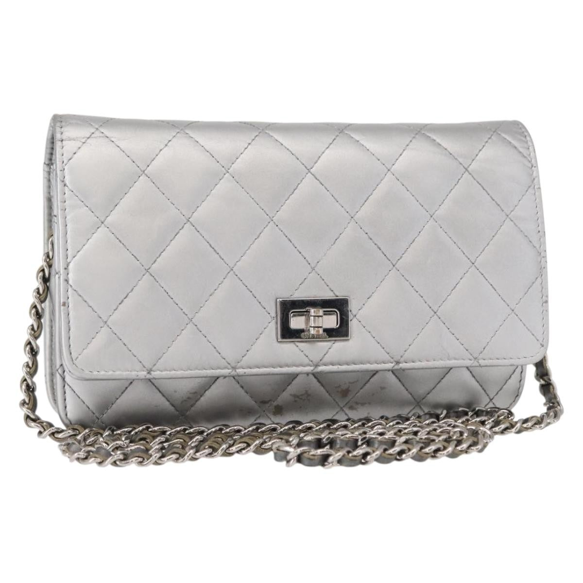 Chanel Reissue 2.55 Wallet on Chain Quilted Lambskin, SILVER, LEATHER, Shoulder bag