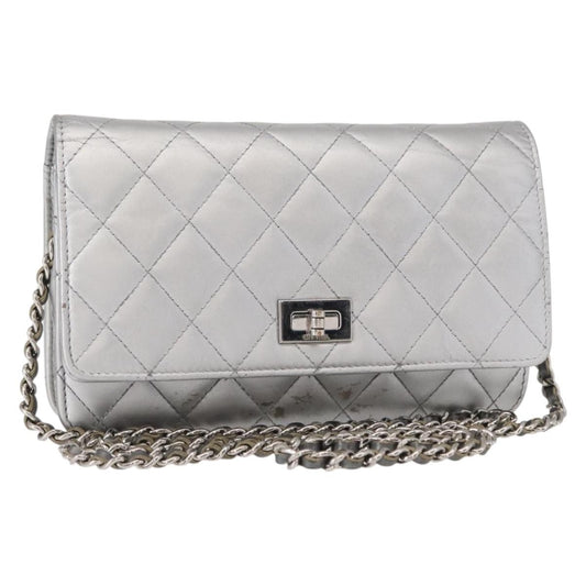 Chanel Reissue 2.55 Wallet on Chain Quilted Lambskin, SILVER, LEATHER, Shoulder bag
