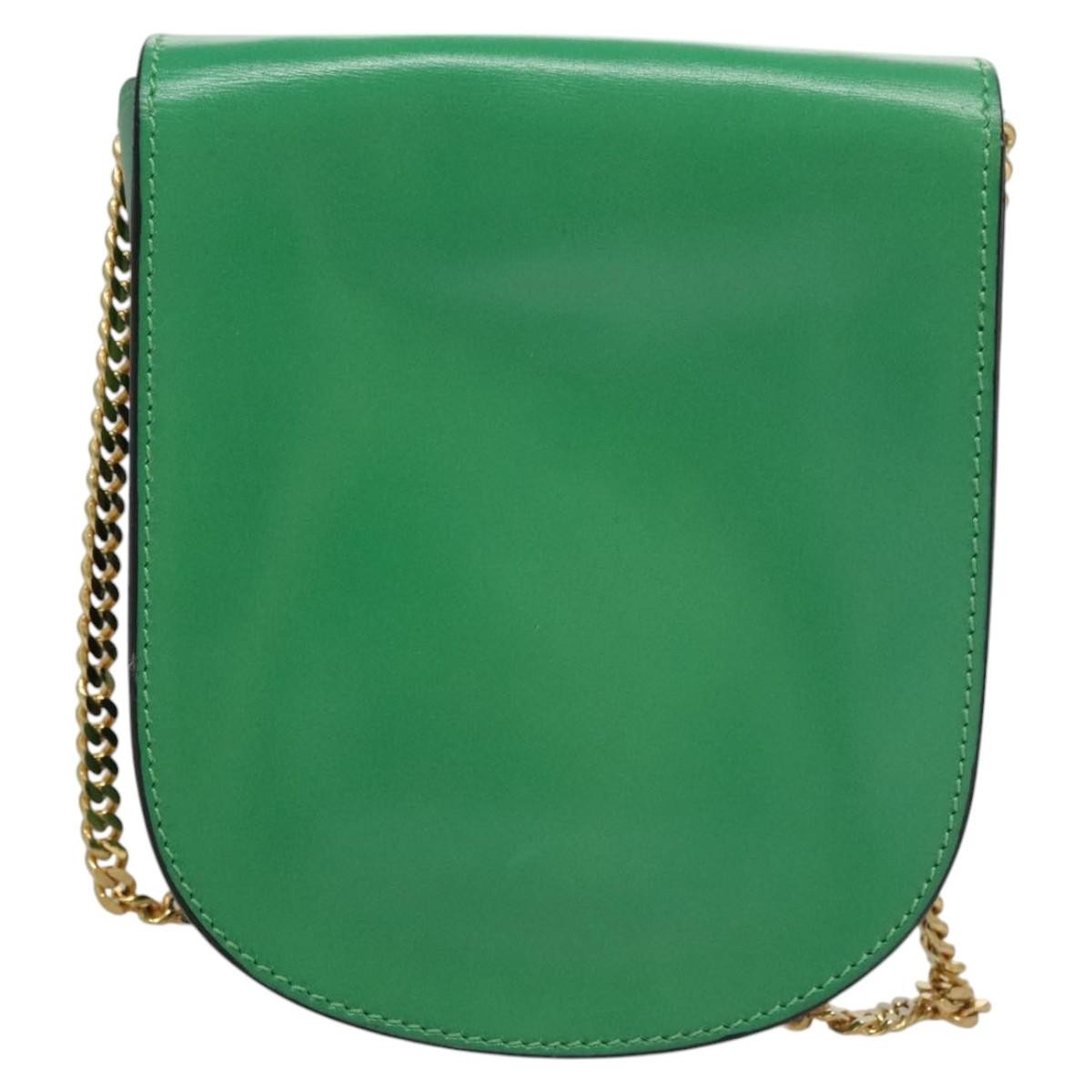 Celine Shoulder Bag Leather, GREEN, LEATHER, Shoulder bag