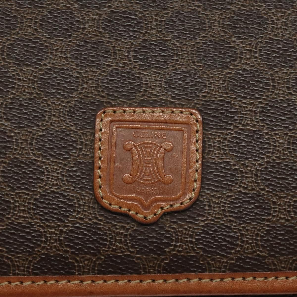 Celine Vintage Macadam Shoulder Bag Canvas and Leather, BROWN, CANVAS, Shoulder bag