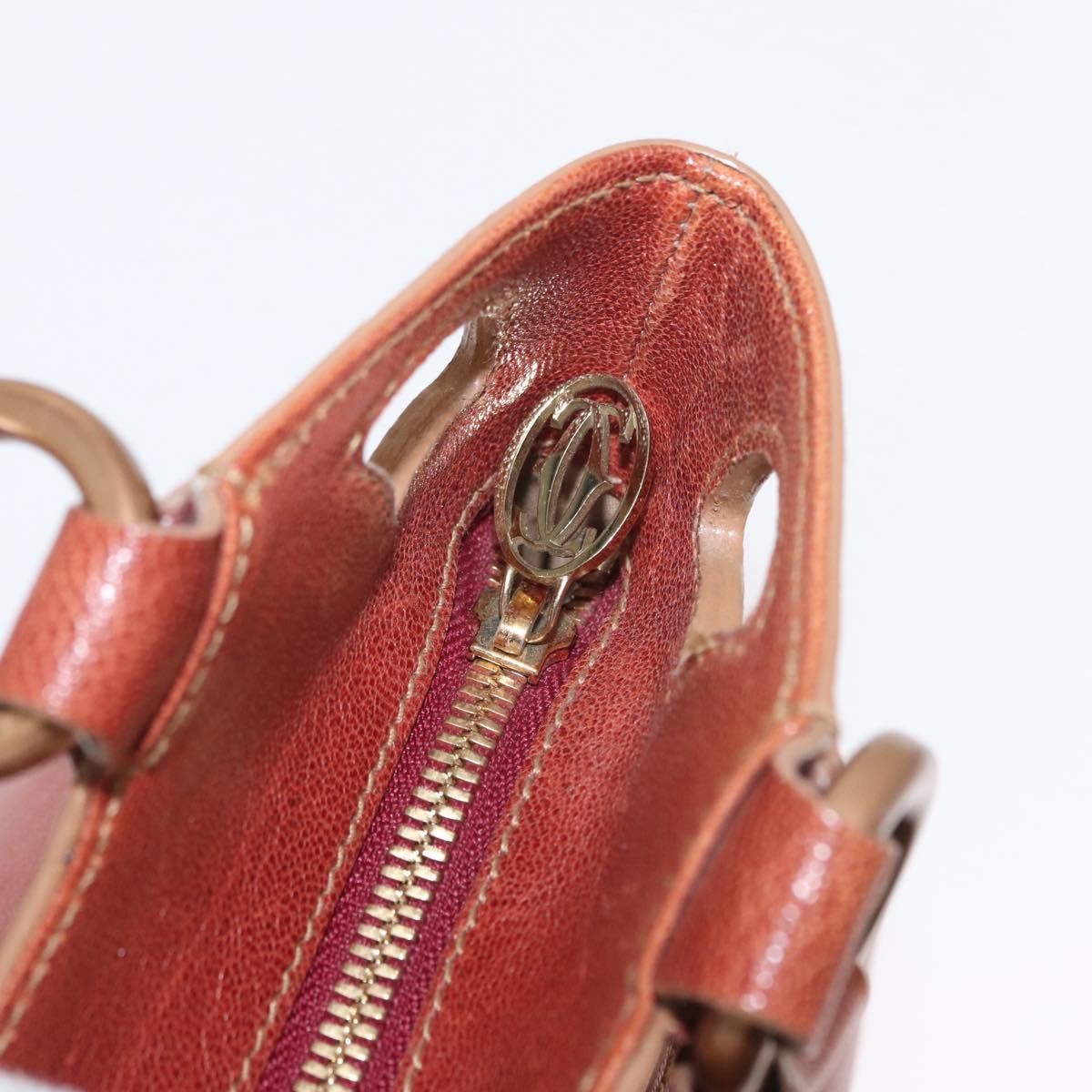 cartier Marcello Handbag Leather, BROWN, LEATHER, Handbag
