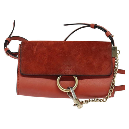 Chloe Faye Shoulder Bag Leather and Suede, Red, Leather, Shoulder Bag