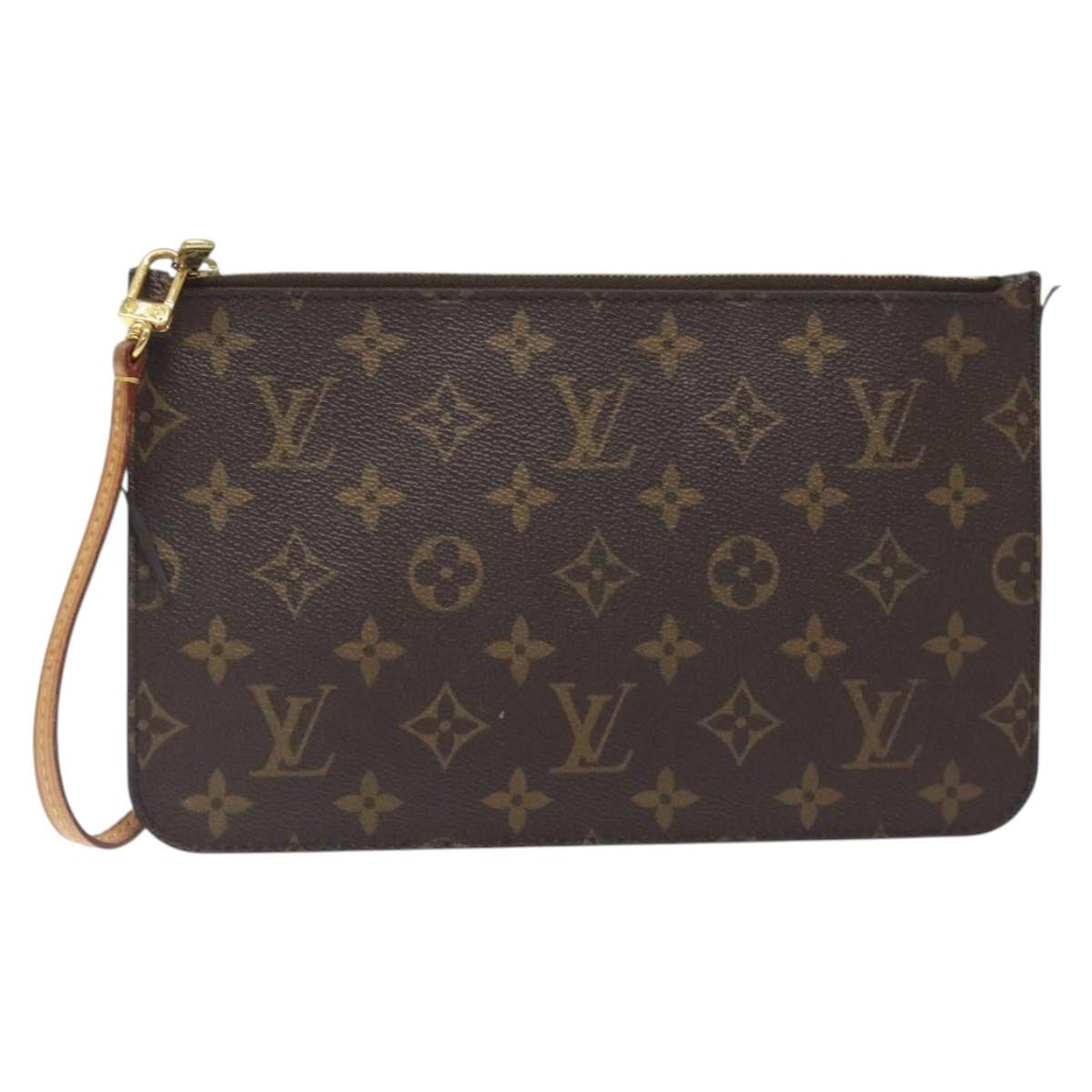 Louis Vuitton Neverfull Pochette Monogram Canvas, BROWN, CANVAS, Tote bag