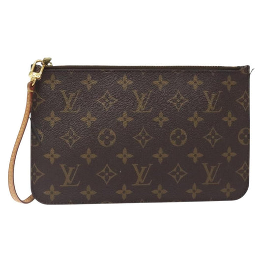 Louis Vuitton Neverfull Pochette Monogram Canvas, BROWN, CANVAS, Tote bag