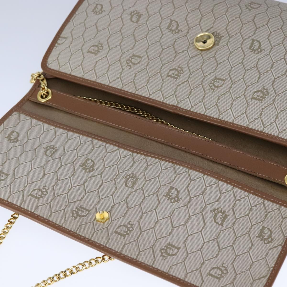 Christian Dior Vintage Honeycomb chain Canvas, BEIGE, CANVAS, Shoulder bag