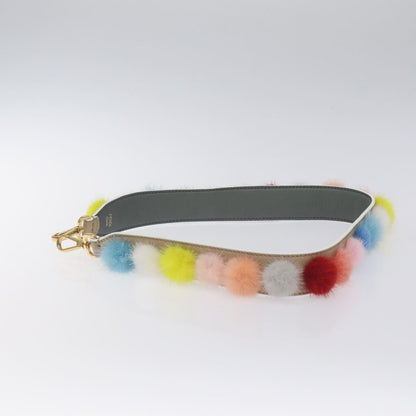 Fendi Pom Pom Strap You Shoulder Strap Leather and Fur, MULTICOLOUR, LEATHER, Straps
