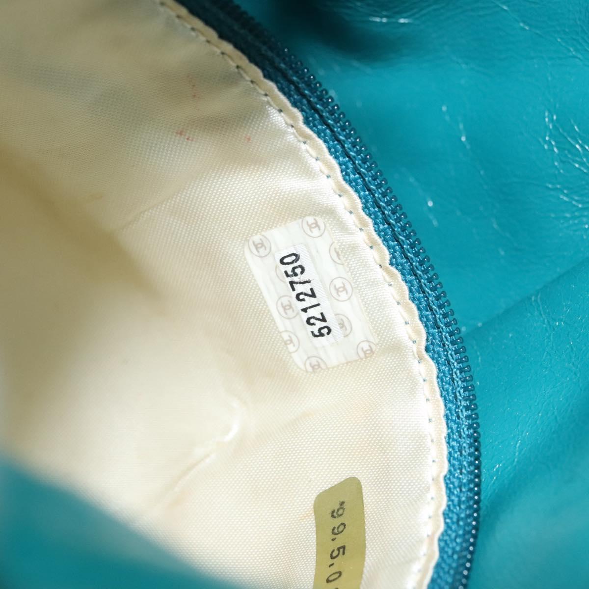 Chanel Vintage Resin Bucket Bag Woven Leather, TURQUOISE, LEATHER, Shoulder bag