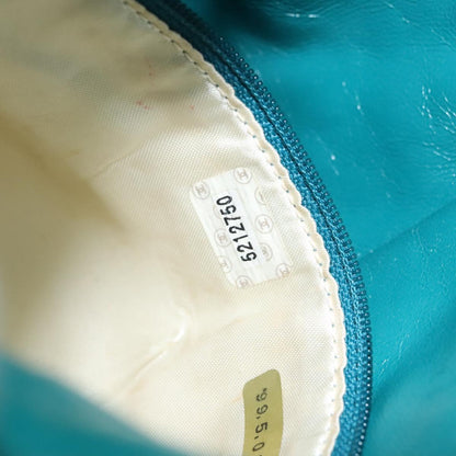Chanel Vintage Resin Bucket Bag Woven Leather, TURQUOISE, LEATHER, Shoulder bag